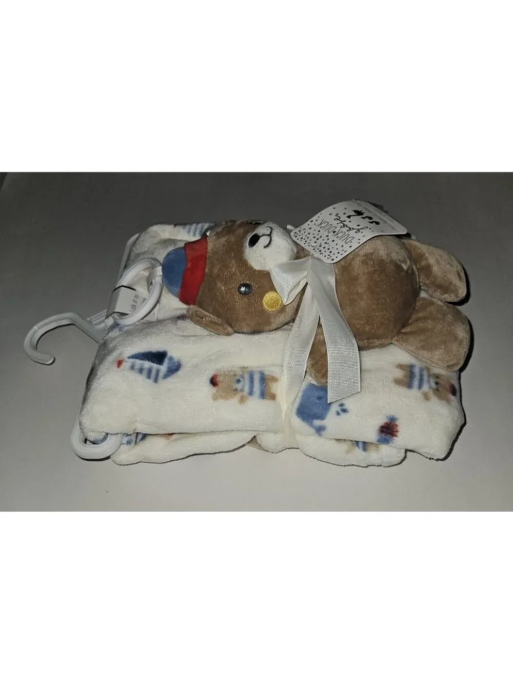 NEW Duck Goose Baby Blanket Plush Stroller Toy Gift Brown Teddy Bear Clip Boats